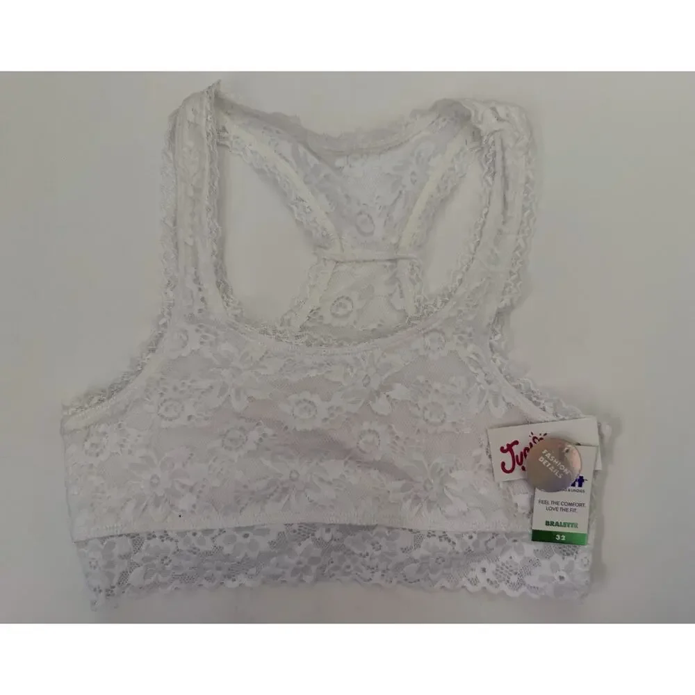 Lot Of 2 Justice White Burgundy Full Coverage Racerback Lace Bralette Size 32